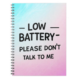 Caderno Espiral Bateria fraca, por favor, não fale comigo - Sarcas