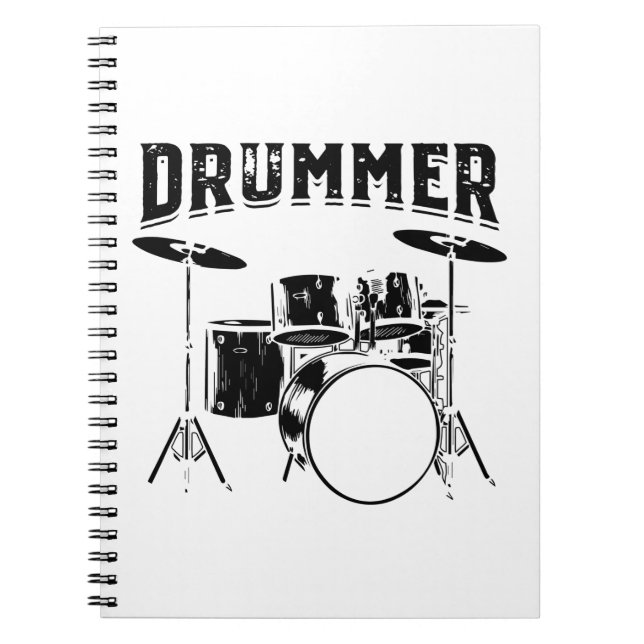 Caderno Espiral Baterista | Drums Instrumento Musical Idea Dotada (Frente)