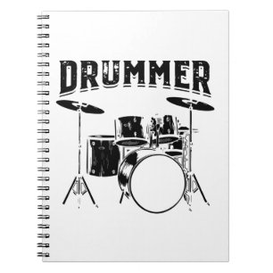 Caderno Espiral Baterista  Drums Instrumento Musical Idea Dotado