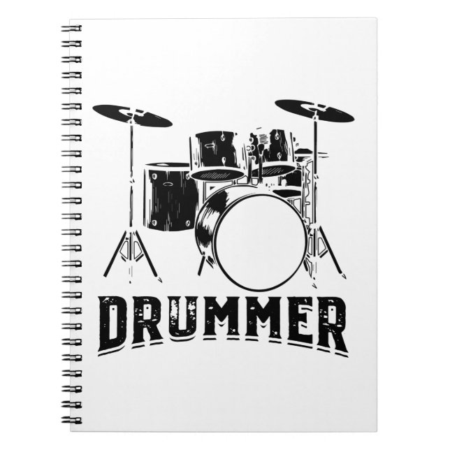 Caderno Espiral baterista | Presentes para músicos de tambor (Frente)