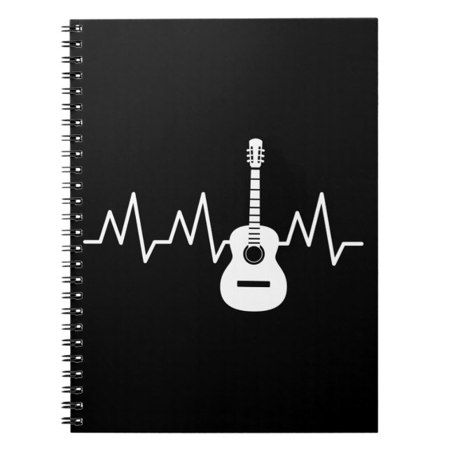 Caderno Espiral batida acústica do coração da guitarra (Frente)