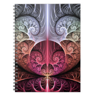 Caderno Espiral Batida cardíaca, Abstrato Surreal Fantasy Arte Fra