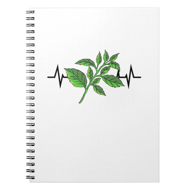 Caderno Espiral Batida do Coração da Planta de Manjericão (Frente)