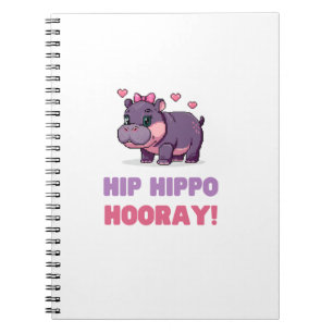 Caderno Espiral Batida HIPPO HOORAY MOO DENG Cartoon