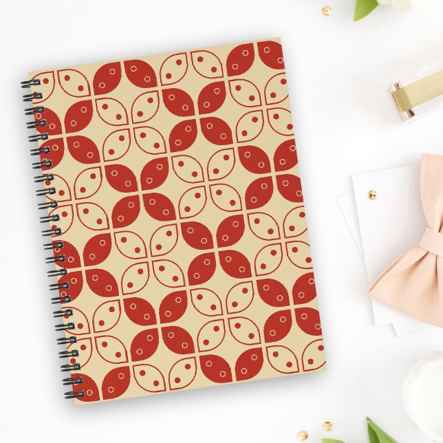 Caderno Espiral Batik Kawung, Padrão Indonésia, Javanês, Étnico (Criador carregado)