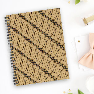Caderno Espiral Batik Parang, Padrão Indonésio, Javanês, Étnico