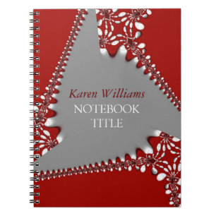 Caderno Espiral Batik Red Silver Abstract Lace Notebook
