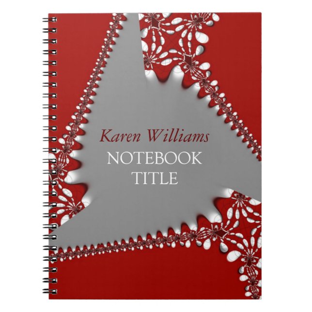 Caderno Espiral Batik Red Silver Abstract Lace Notebook (Frente)