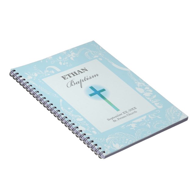 Caderno Espiral Batismo Blue Lace Boy (Lado Direito)