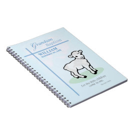 Caderno Espiral Batismo do Neto Azul Claro Cordeiro Personalizado