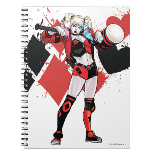 Caderno Espiral Batman   Harley Quinn Hearts & Diamantes Splatter