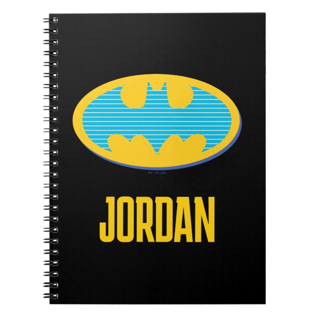 Caderno Espiral Batman | Símbolo de faixas cianas (Frente)