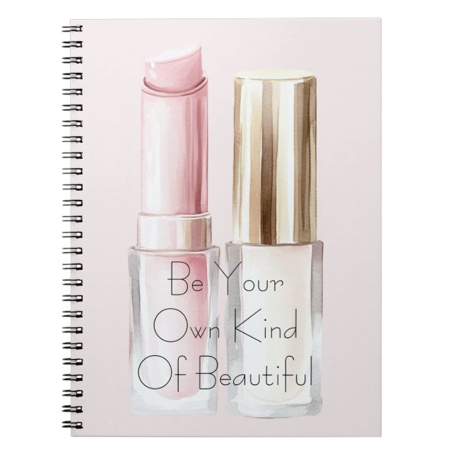 Caderno Espiral Batom Branco Rosa Esmalte Marfim (Frente)