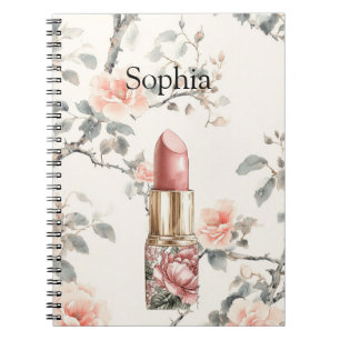 Caderno Espiral Batom Floral Pretty Peach Roses