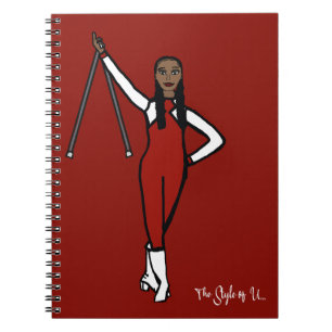 Caderno Espiral Baton Twirler - Cor - de - Branco Vermelho Destaqu