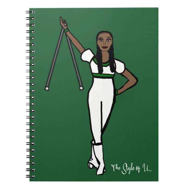 Caderno Espiral Baton Twirler - Destaque Verde Branco B (Frente)