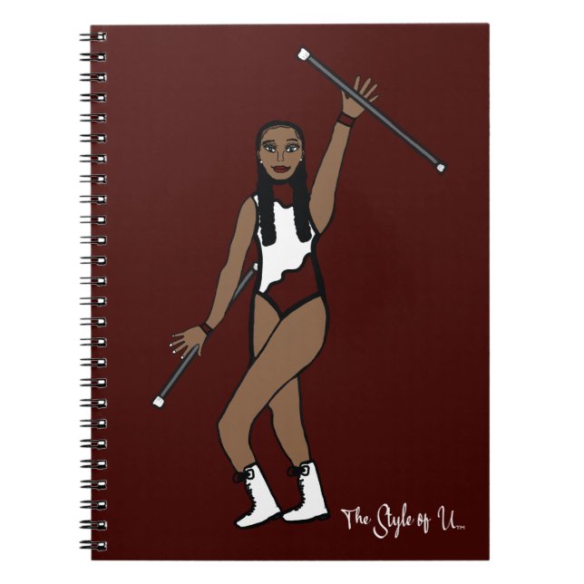 Caderno Espiral Baton Twirler White Burgundy Destaque B (Frente)