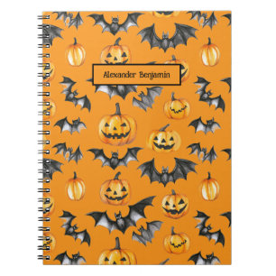 Caderno Espiral Bats de Abóbora de Halloween