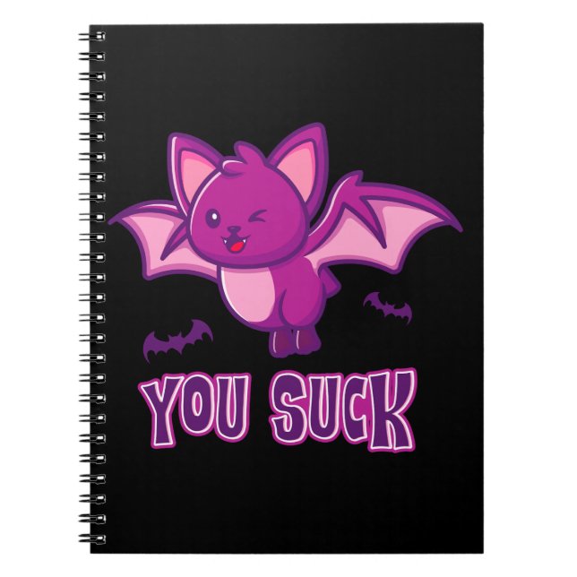 Caderno Espiral Bats de Vampiro bonitos e Dias de as Bruxas engraç (Frente)