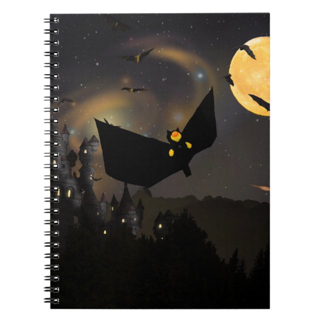 Caderno Espiral Bats Moon e Halloween (Frente)