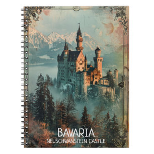 Caderno Espiral Bavaria Neuschwanstein Castle Vintage