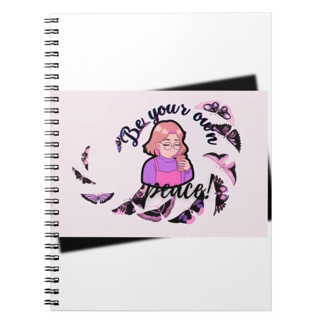 Caderno Espiral Be Your Own Peace Anime Girl & Butterflies Spiral  (Frente)