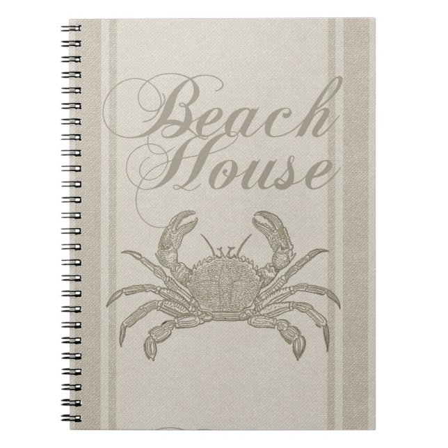 Caderno Espiral Beach House Carab Seashore Coastal Vintage (Frente)