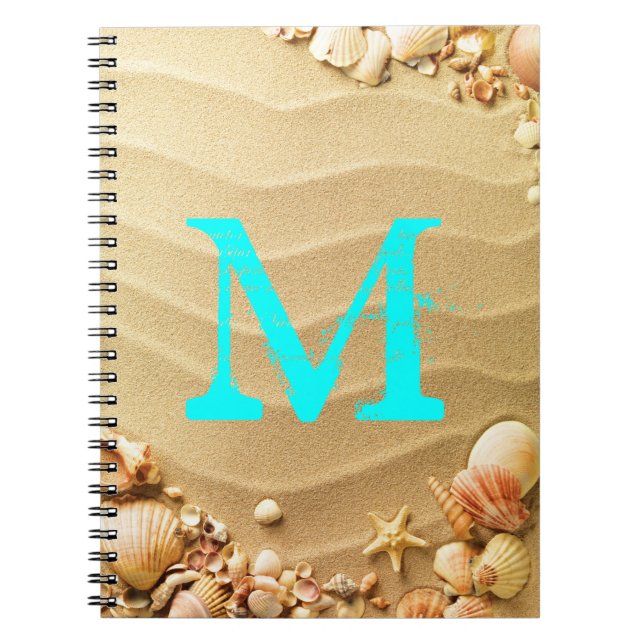Caderno Espiral Beach Seashells Hawaii Monograma Livro de Notas In (Frente)