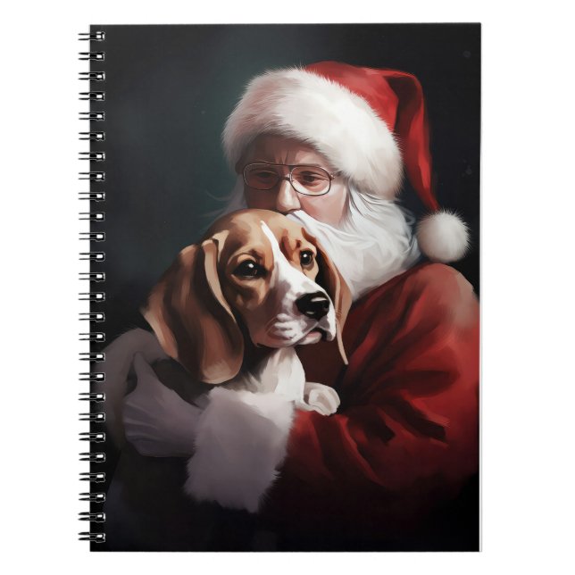 Caderno Espiral Beagle com Papai Noel Natal Festivo (Frente)