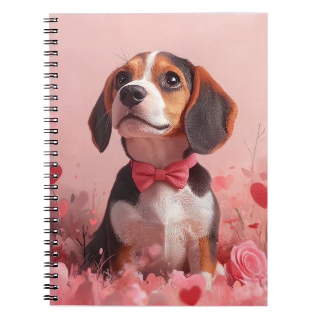 Caderno Espiral Beagle com Rosas - Dia dos Namorados (Frente)