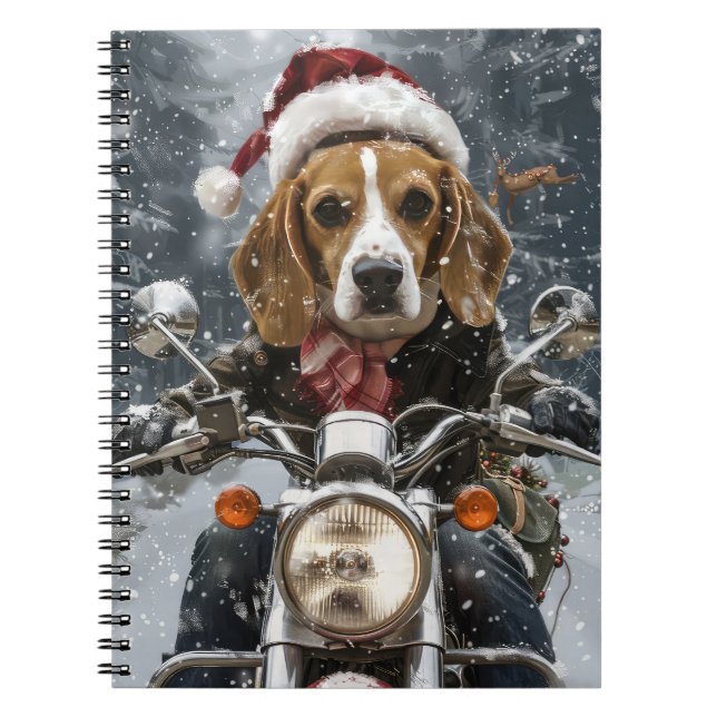 Caderno Espiral Beagle Dog Andando no Natal (Frente)