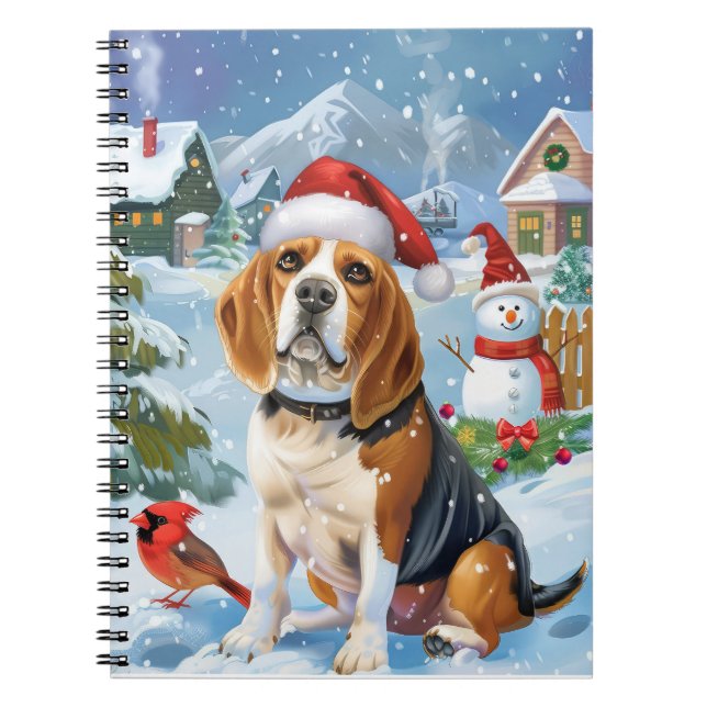 Caderno Espiral Beagle Dog Winter Wonderland Natal Joy (Frente)