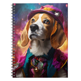 Caderno Espiral Beagle em um chapéu rosa