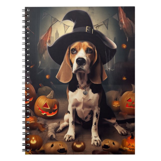 Caderno Espiral Beagle Pumpkins Halloween Assustado (Frente)