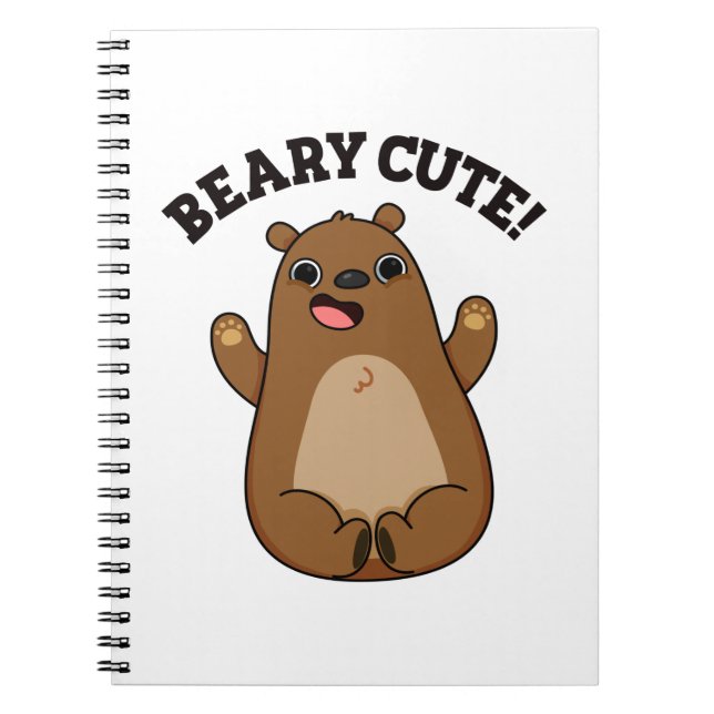 Caderno Espiral Beary Cute Pun do Urso de Pelúcia  (Frente)