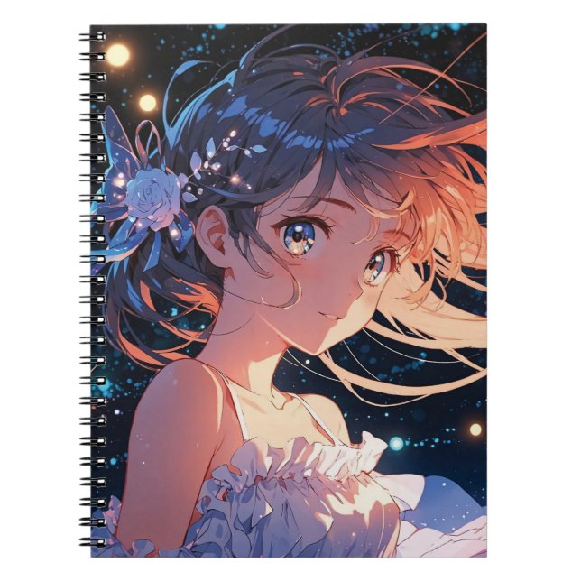 Caderno Espiral Beautiful anime girl illustration (Frente)