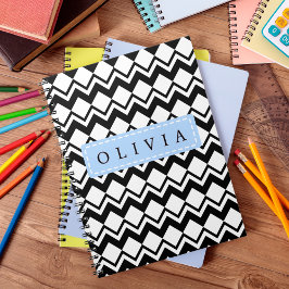 Caderno Espiral Beautiful Black & White Patterns Custom Name