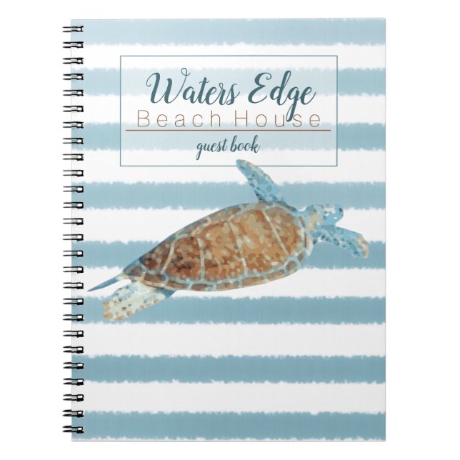 Caderno Espiral Beautiful Coastal Painted Sea Turtle | Guest Book (Frente)