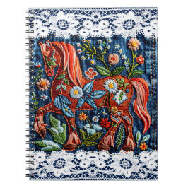 Caderno Espiral Beautiful Embroidered Horse