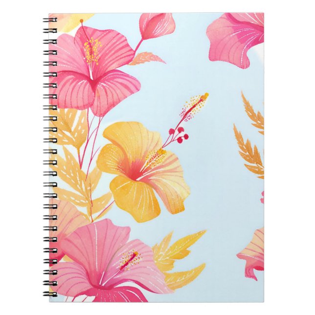 Caderno Espiral Beautiful Hibiscus | Tropical Flower Watercolor (Frente)