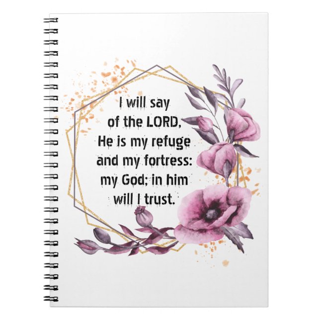Caderno Espiral Beautiful Psalm 91 Floral notebook (Frente)