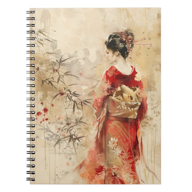 Caderno Espiral Beautiful Standing Geisha (Frente)