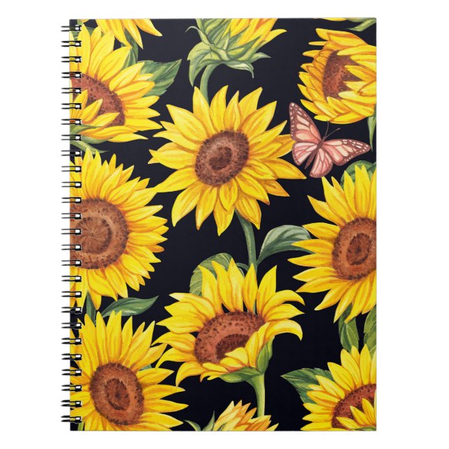 Caderno Espiral Beautiful Sunflowers pattern (Frente)