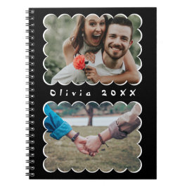 Caderno Espiral Beautiful Trendy Custom Monogram 2 Photo Collage