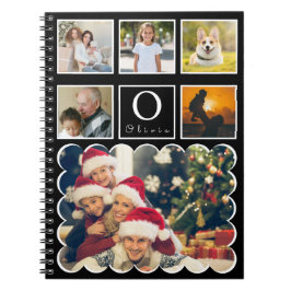 Caderno Espiral Beautiful Trendy Custom Monogram 6 Photo Collage