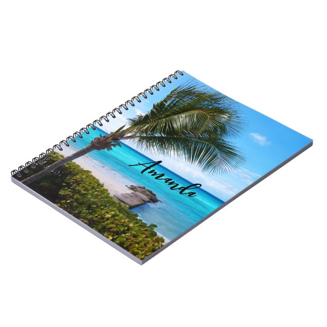 Caderno Espiral Beautiful Tropical Beach Breezy Palm Tree (Left Side)
