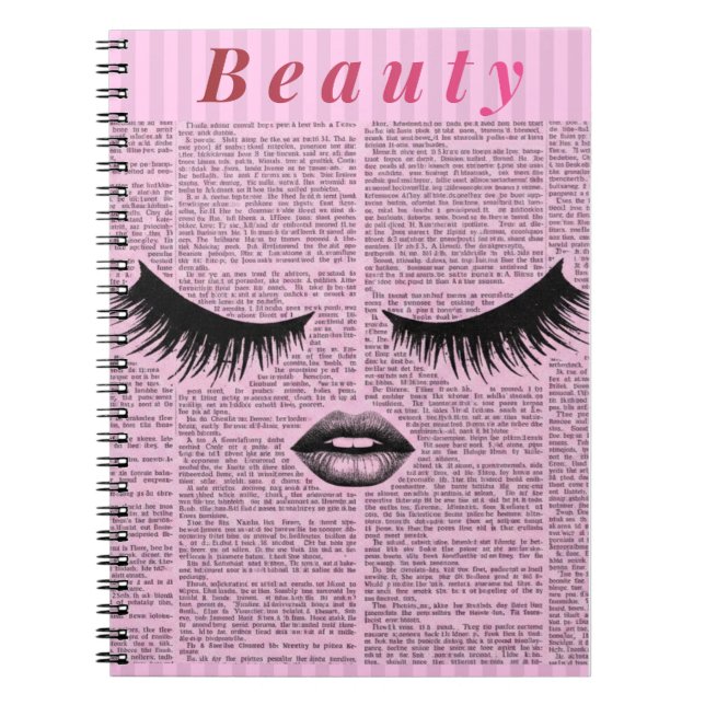 Caderno Espiral Beauty Aesthetic Pink Spiral Notebook for Women (Frente)