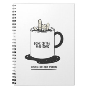 Caderno Espiral Beba café Leitura Livros Desmantelar Sistemas