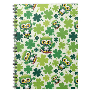 Caderno Espiral Bebê Coruja Fofo St Patrick Cartoon