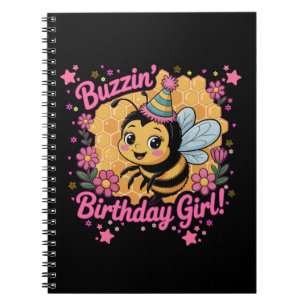Caderno Espiral Bebê de Aniversário Tema de Abelhas Bonitas
